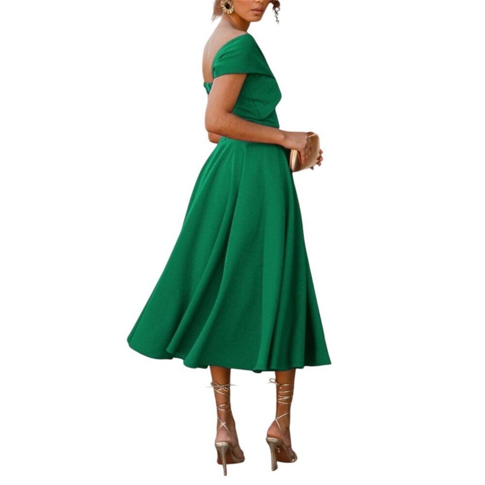 Green Off the Shoulder Cocktail Dress - Size XXL - Picture 4 of 5